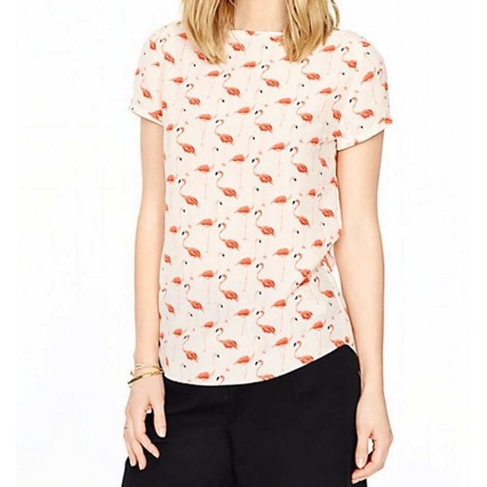Kate Spade Flamingo Silk-blend Top